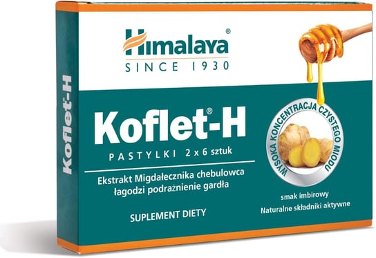 Suplement diety, Himalaya KOFLET-H, Pastylki do ssania o smaku imbirowym, 2x6szt Himalaya