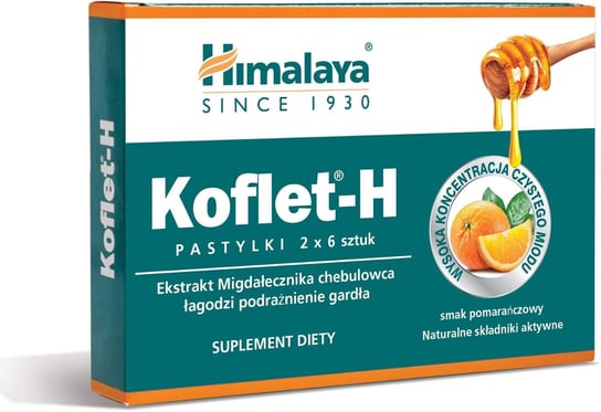 Suplement diety, Himalaya KOFLET-H, Pastylki do ssania o smaku pomarańczowym, 2x6szt Himalaya