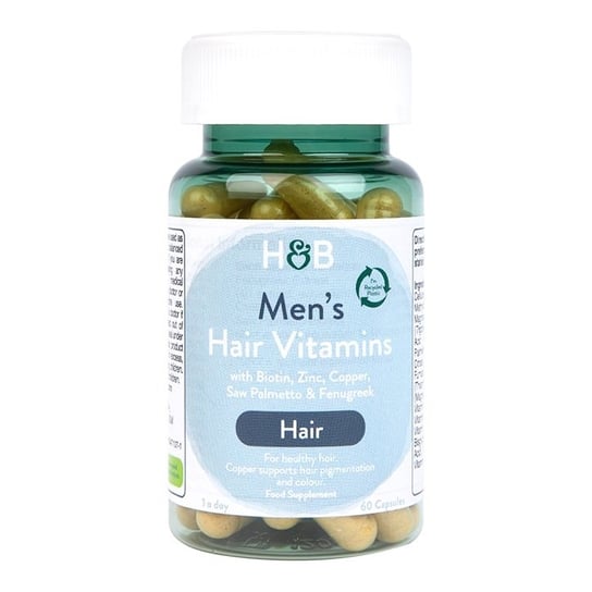 Suplement diety, Holland & Barrett, Minerały na Włosy dla Mężczyzn, Men's Hair Vitamins, 60 kaps. H&B