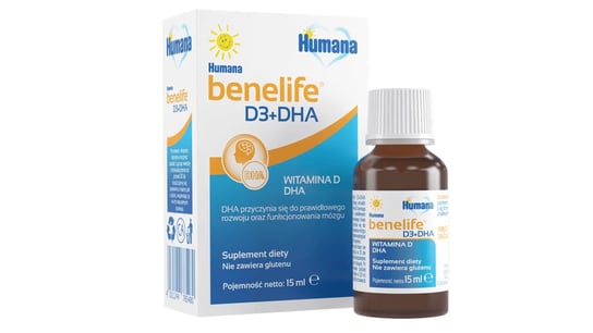 Suplement diety, Humana, Benelife Witamina D3+DHA, 15 ml Humana