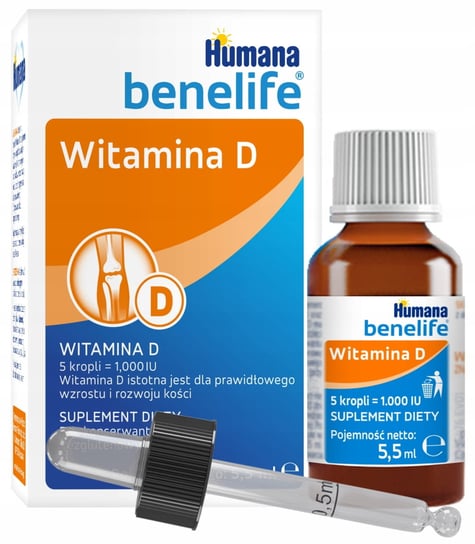 Suplement diety, Humana, Benelife Witamina D3, Odporność, 5,5ml Humana