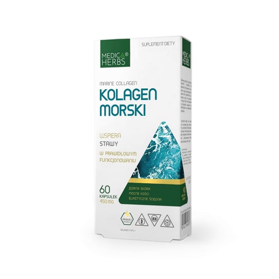 Suplement diety, Kolagen morski (marine collagen) 450mg Medica Herbs STAWY KOŚCIE ŚCIĘGNA Medica Herbs