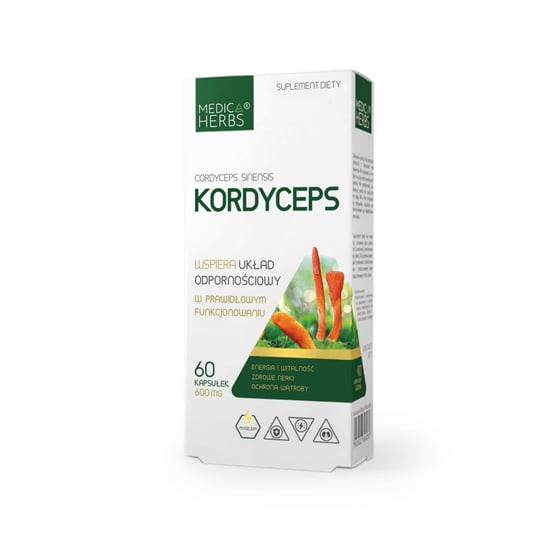 Suplement diety, Kordyceps (Cordyceps sinensis) 600mg Medica Herbs ODPORNOŚĆ Medica Herbs