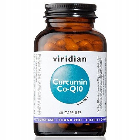 Suplement diety, Kurkumin + Koenzym q10 100mg z MCT 60kaps Viridian Viridian