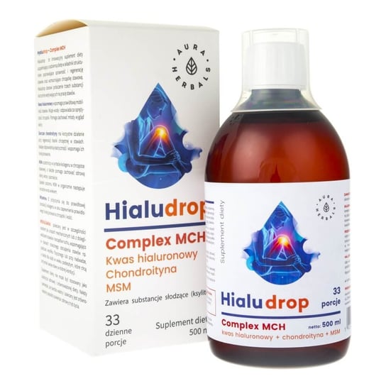 Suplement diety, Kwas hialuronowy Hialudrop Complex MCH  AURA HEBALS, 500 ml Aura Herbals