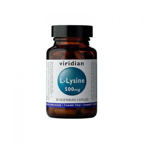 Suplement diety, L-Lizyna 500mg L-Lysine 30 kapsułek Viridian Viridian