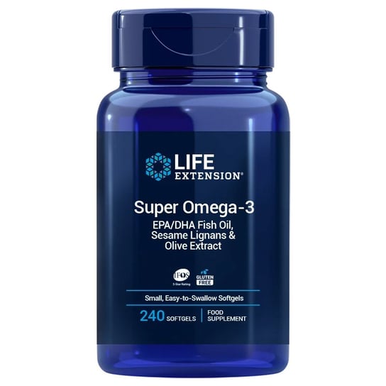 Suplement diety, LIFE EXTENSION Super Omega-3 EPA/DHA z Lignanami Sezamowymi i Ekstraktem z Oliwek EU  (240 kaps.) Life Extension