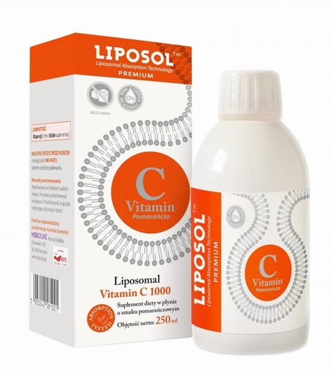 Suplement diety, LIPOSOL Liposomalna Witamina C Smak Pomarańczowy - 250 ml Liposol