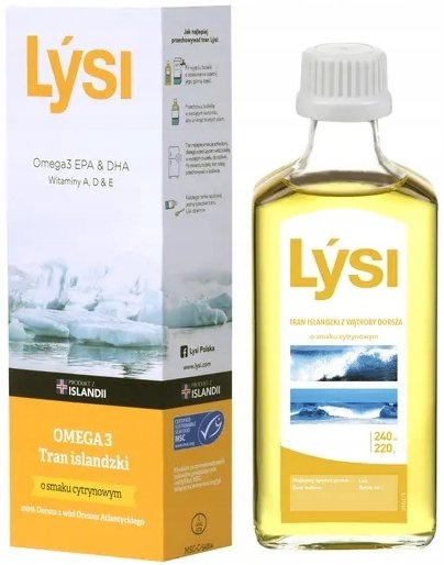 Suplement diety, Lysi, Tran islandzki o smaku cytrynowym, 240 ml Inna marka