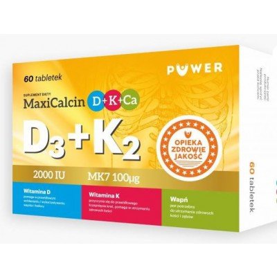 Suplement diety, MaxiCalcin D+ K+Ca - 60 tabl. Puwer