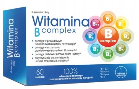 Suplement diety, MBM, Witamina B Complex witamina B1 B6 B12, 60 tab. MBM