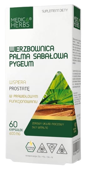 Suplement diety, Medica Herbs, Wierzbownica Palma sabałowa Pygeum, 60 kaps. Medica Herbs