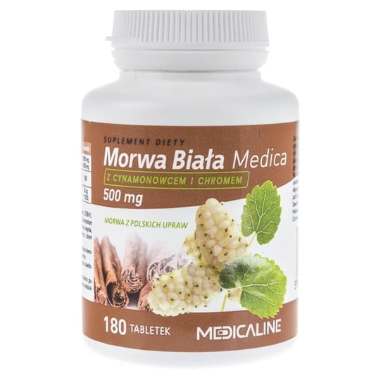 Suplement diety, Medica, Morwa Biała, 500 mg, 180 tabletek MedicaLine