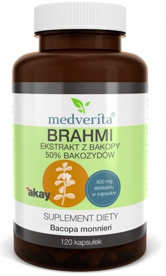 Suplement diety, Medverita, Brahmi ekstrakt z bakopy pamięć, 120 kaps. Medverita