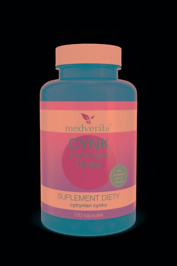 Suplement diety, Medverita, Cynk Cytrynian 15 mg, 180 kapsułek Medverita