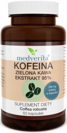 Suplement diety, Medverita, Kofeina 200 mg zielona kawa 60 kaps. Medverita,