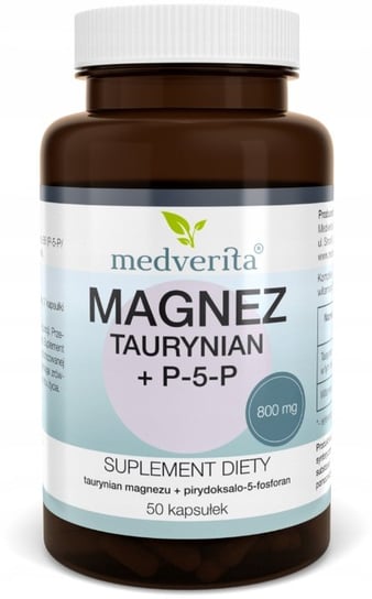 Suplement diety, Medverita, Magnez Taurynian + P-5-P witamina B, 50 kaps. Medverita