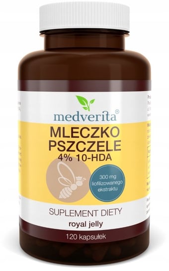 Suplement diety, Medverita, Mleczko Pszczele 4% 10-hda, 120 Kaps. Medverita