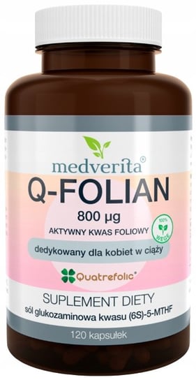 Suplement diety, Medverita Q-Folian, Kwas Foliowy 800uq Ciąża, 120 Kap. Medverita