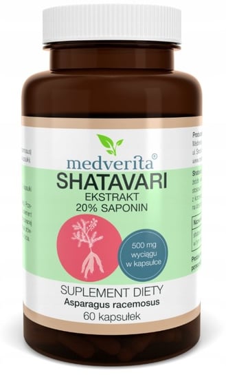 Suplement diety, Medverita, Shatavari Ekstrakt 20% Saponin, 60 Kaps. Medverita