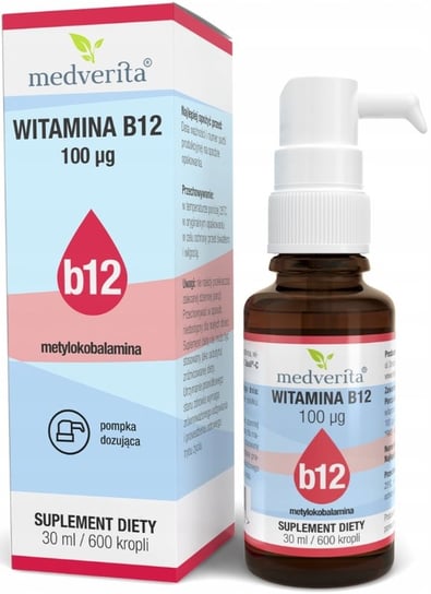 Suplement diety, Medverita, Witamina B12 Metylokobalamina 100ug, 30ml Medverita