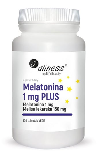 Suplement diety, Melatonina 1 mg PLUS, 100 tabletek wege, Aliness Aliness
