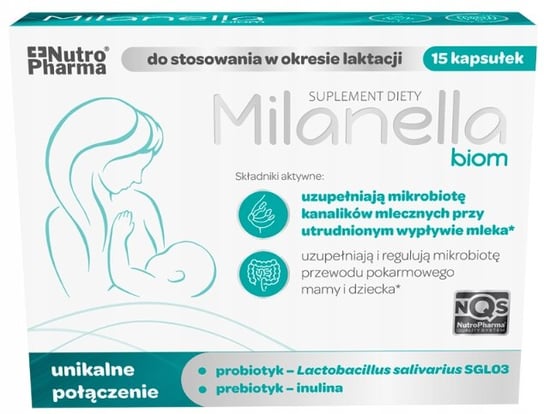 Suplement diety, Milanella Biom, Laktacja Karmienie, 15 Kaps. Nutropharma
