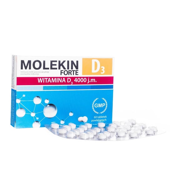Suplement diety, Molekin D3 Forte - środek specjalnego przeznaczenia medycznego z witaminą D3, 60 tabletek powlekanych ZDROVIT