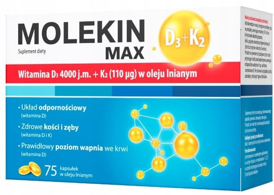 Suplement diety, Molekin, D3+k2 Max Witamina D K W Oleju Lnianym, x75 ZDROVIT