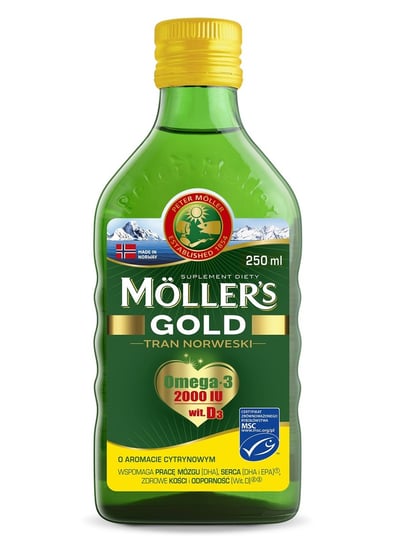 Suplement diety, Moller's Gold Tran Norweski, suplement diety, smak cytrynowy, 250 ml Inna marka