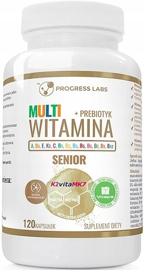 Suplement diety, Multiwitamina senior + prebiotyk, 120 kaps Progress Labs