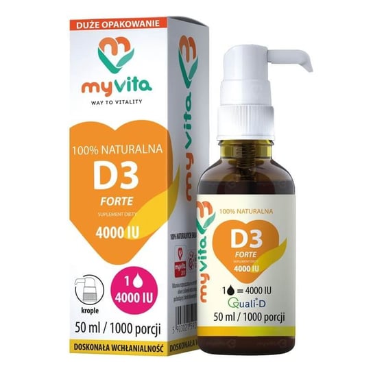 Suplement diety, MYVITA Witamina D3 4000 IU Max W Kroplach 50 ml MyVita