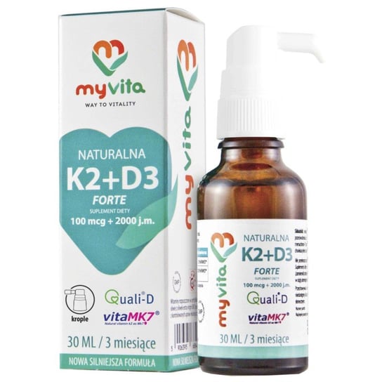 Suplement diety, Myvita Witamina K2+D32000 Naturalna Krople 30 Ml Proness