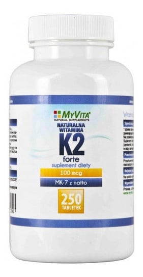 Suplement diety, MyVita, Witamina k2 forte + mk-7 z natto, 250 tabletek MyVita