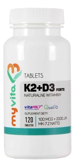 Suplement diety, MyVita, Witamina K2 MK-7 + D3, 120 tabletek MyVita