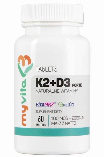 Suplement diety, MyVita, Witamina K2 MK-7 K2MK7 + D3 100mcg + 2000IU, 60 tabletek MyVita