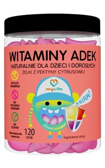 Suplement diety, Myvita Witaminy ADEK Naturalne żelki dla dzieci i dorosłych 120 sztuk MyVita