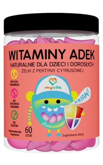 Suplement diety, Myvita Witaminy ADEK Naturalne żelki dla dzieci i dorosłych 60 sztuk MyVita