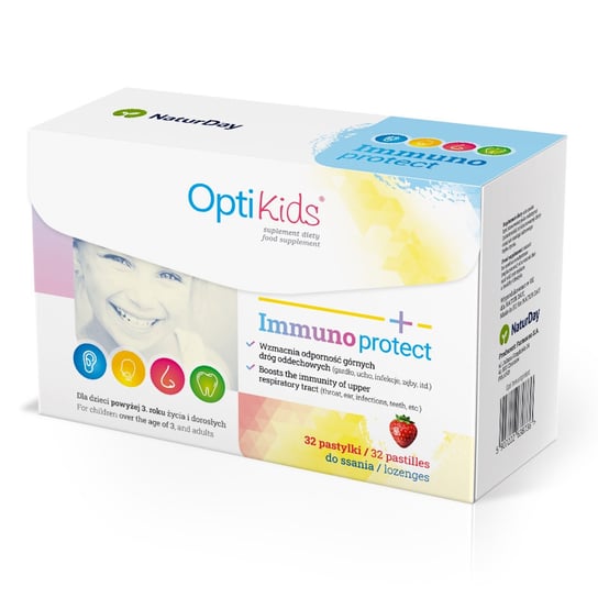 Suplement diety, NaturDay OptiKids Immunoprotect wzmocnienie odporności dziecka 32 pastylki do ssania NaturDay