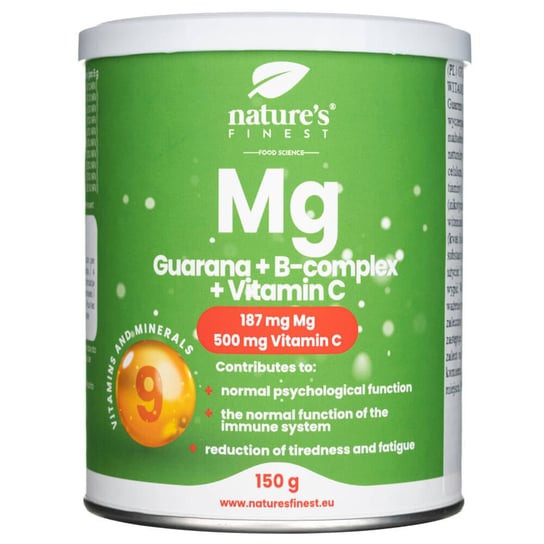Suplement diety, Nature's Finest, Magnez + Guarana + B-Kompleks + Witamina C, 150 g Nature's Finest