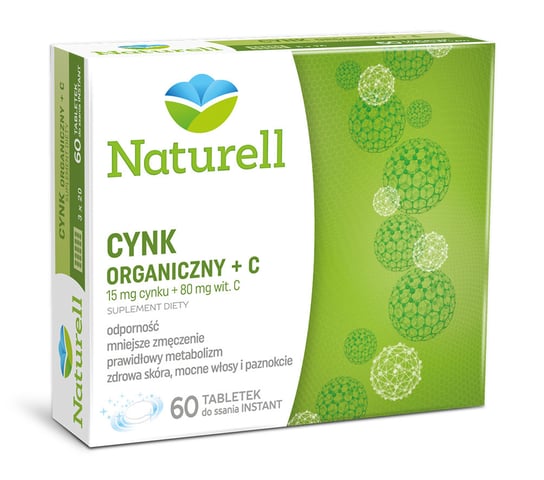 Suplement diety, Naturell, Cynk Organiczny + C, 60 tabletek Naturell