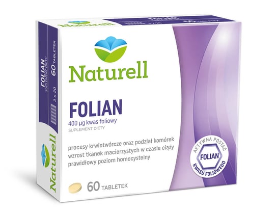 Suplement diety, Naturell, Folian, 60 tabletek Naturell