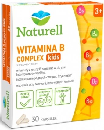 Suplement diety, Naturell, Witamina B complex kids dla dzieci, 30 USP Zdrowie