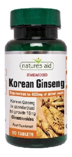 Suplement diety, Natures Aid, Korean ginseng 600 mg, 90 tabletek Natures Aid