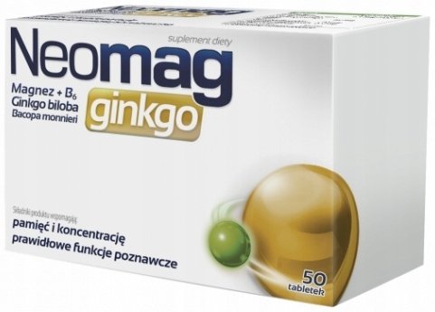 Suplement diety, Neomag, Ginko, Magnez witamina B6 Ginkgo biloba x50 Aflofarm