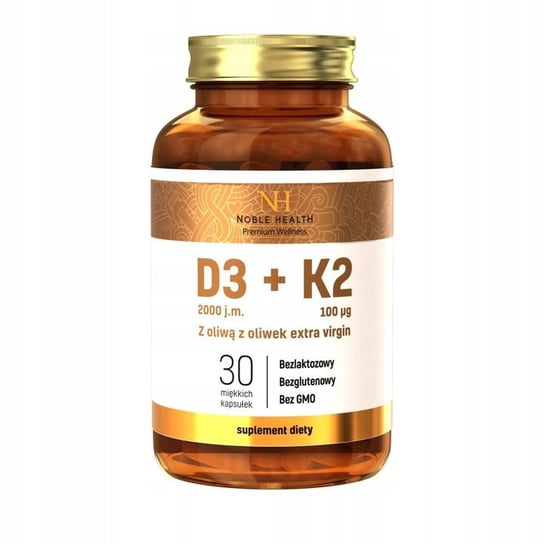 Suplement diety, Noble Health D3+K2 w oliwie z oliwek 30 kapsułek Noble Health