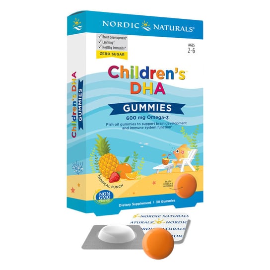Suplement diety, Nordic Naturals Children's DHA Gummies 600 mg Omega-3 30 żelek o smaku owoców tropikalnych Nordic Naturals