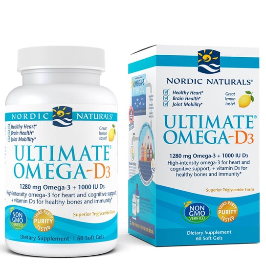 Suplement diety, Nordic Naturals Ultimate Omega z witaminą D3 60 miękkich kapsułek o smaku cytrynowym Nordic Naturals
