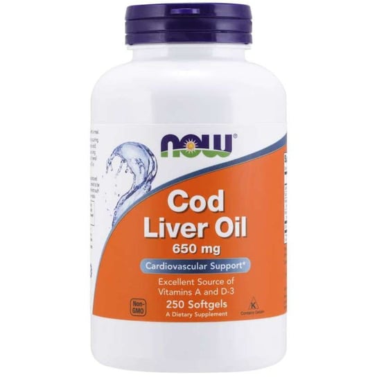 Suplement diety, NOW FOODS Cod Liver Oil - Tran 650mg 250 kaps Now Foods
