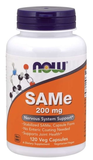 Suplement diety, Now Foods, SAMe - S-Adenozylo L-Metionina 200mg, 120 kaps. Inna marka